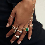 Pave Teardrop Diamond Head Snake Coil Wrap Ring