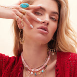Gemstone + Pavé Thunderbird Shaker Front Facing Hoop Earrings