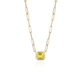 Manhattan Emerald-Cut Lemon Quart Paperclip Necklace