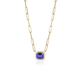 Manhattan Emerald-Cut Tanzanite Paperclip Necklace