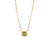 Manhattan Emerald-Cut Peridot Paperclip Necklace