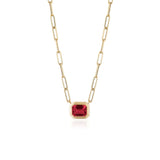 Manhattan Emerald-Cut Garnet Paperclip Necklace