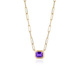 Manhattan Emerald-Cut Amethyst Paperclip Necklace