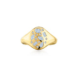 Kwiat 18K Yellow Gold Diamond Small Signet Cobblestone Ring