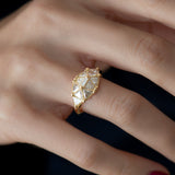 Reflective Dome Ring with Ten Triangle Cut Diamonds