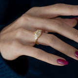 Reflective Dome Ring with Ten Triangle Cut Diamonds