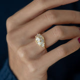 Reflective Dome Ring with Ten Triangle Cut Diamonds