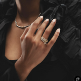 Piera Mixed Metal Linked Diamond Drop Ring