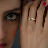 Solitaire Diamond Ring in Elongated Moval Cut