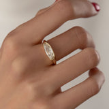 Solitaire Diamond Ring in Elongated Moval Cut