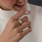 Solitaire Diamond Ring in Elongated Moval Cut