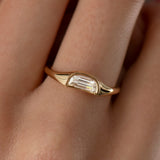 Solitaire Diamond Engagement Ring with Step Cut Half Moon Diamond