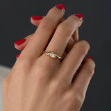 Solitaire Diamond Engagement Ring with Step Cut Half Moon Diamond