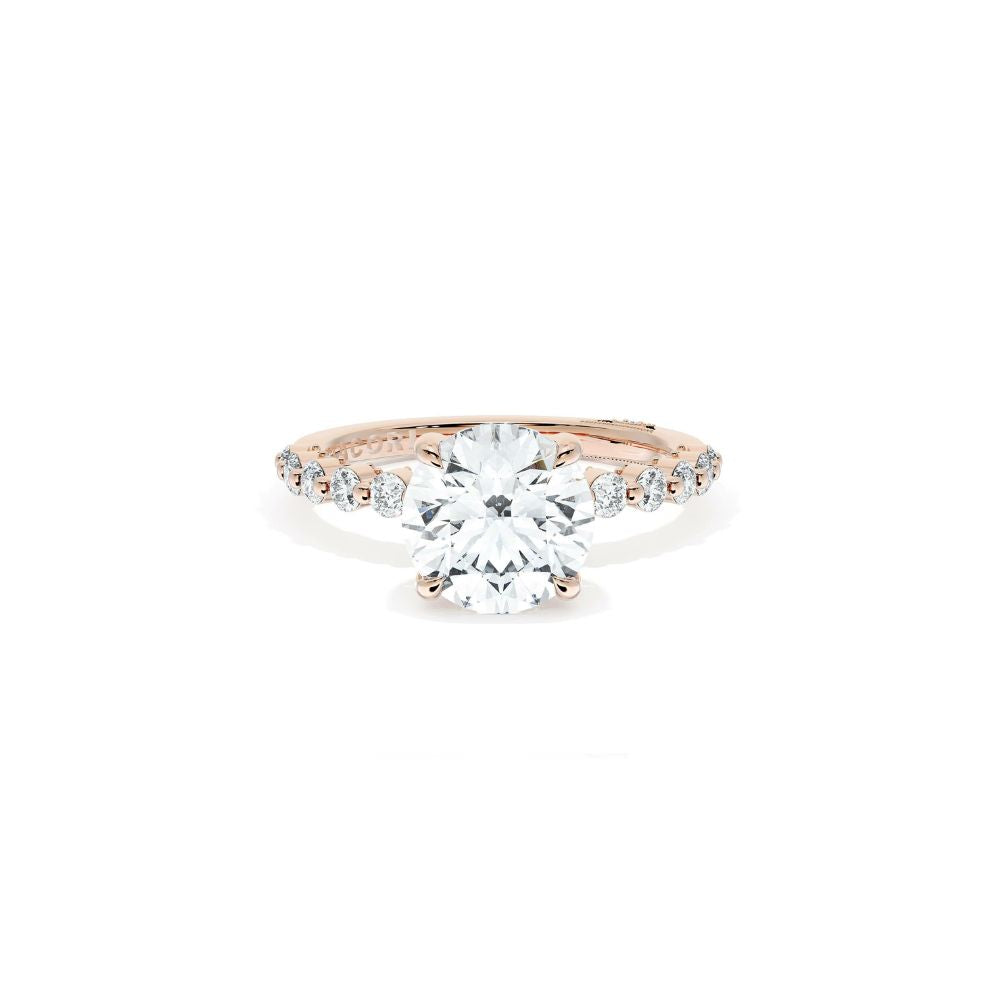 Sculpted Crescent Solitaire Engagement Ring with Round Diamond Band