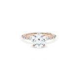 Sculpted Crescent Solitaire Engagement Ring with Round Diamond Band
