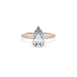 Sculpted Crescent Solitaire Engagement Ring with Round Diamond Band