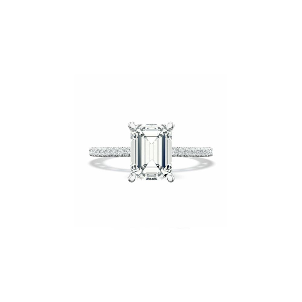 Lunetta Crescent Solitaire Engagement Ring with Pave Diamond Band