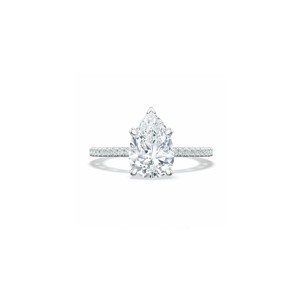 Lunetta Crescent Solitaire Engagement Ring with Pave Diamond Band