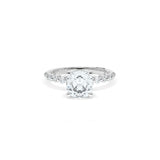 Sculpted Crescent Solitaire Engagement Ring with Round Diamond Band