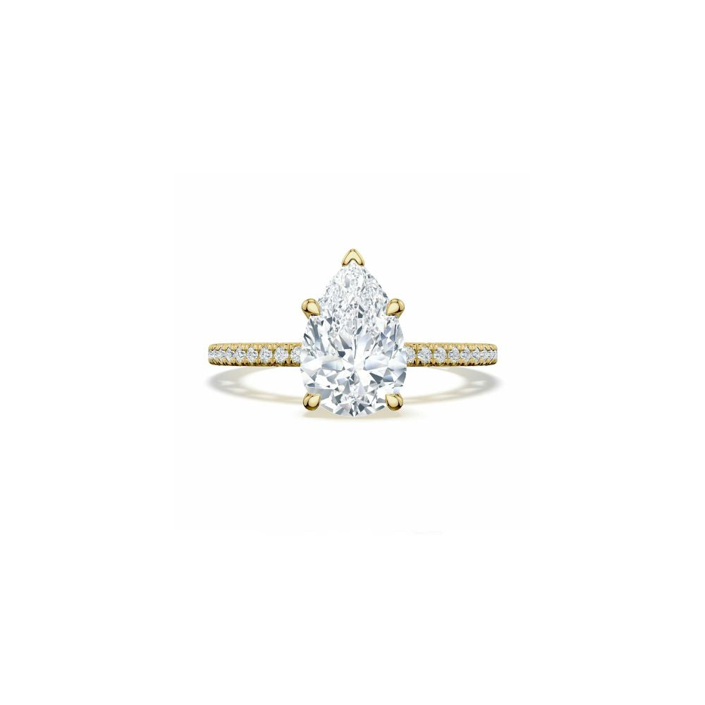 Lunetta Crescent Solitaire Engagement Ring with Pave Diamond Band