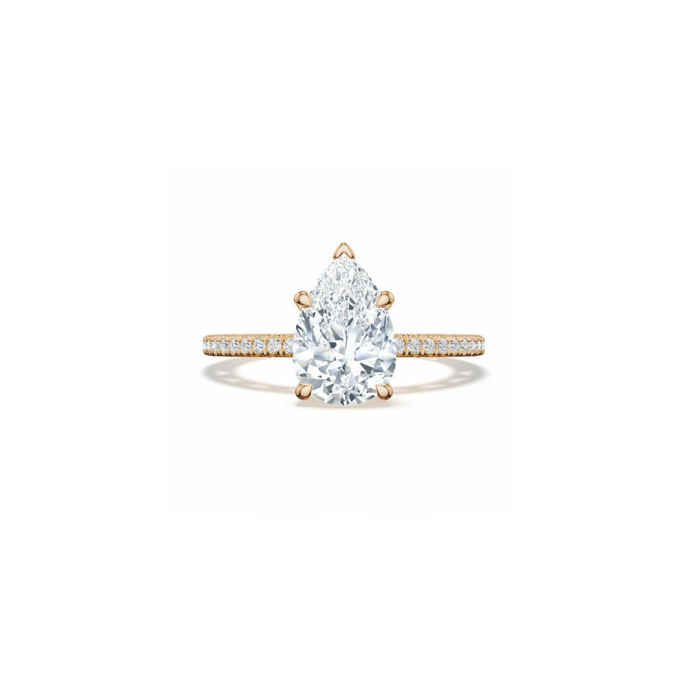 Lunetta Crescent Solitaire Engagement Ring with Pave Diamond Band