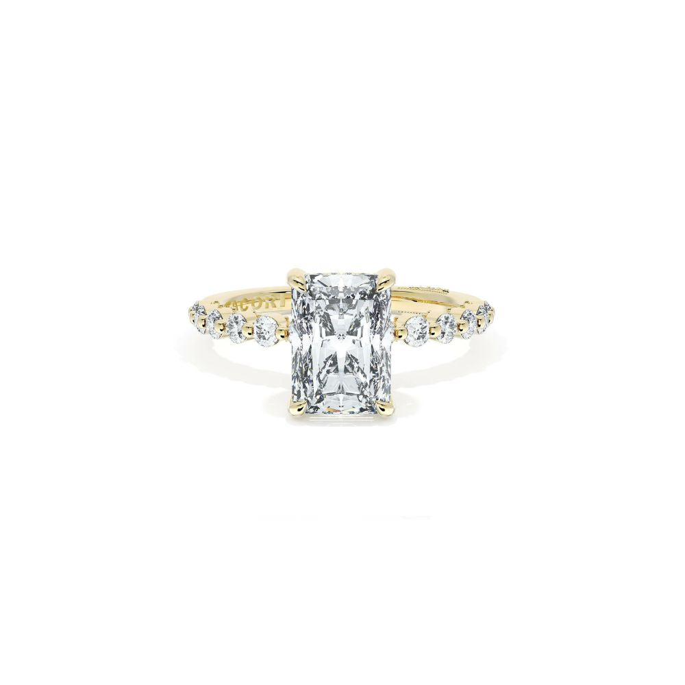 Sculpted Crescent Solitaire Engagement Ring with Round Diamond Band