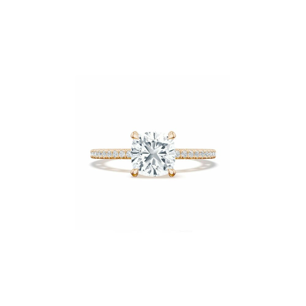 Lunetta Crescent Solitaire Engagement Ring with Pave Diamond Band