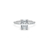 Sculpted Crescent Solitaire Engagement Ring with Round Diamond Band