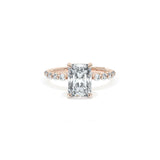Sculpted Crescent Solitaire Engagement Ring with Round Diamond Band