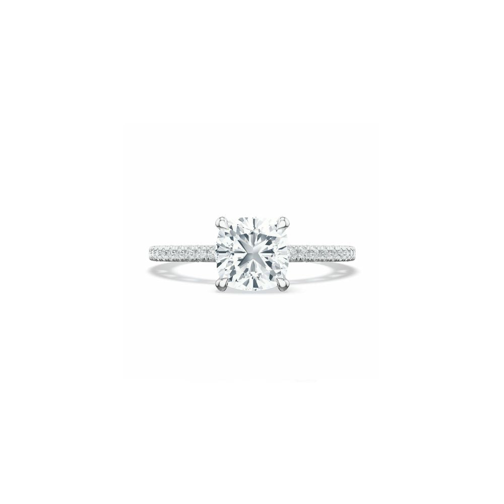 Lunetta Crescent Solitaire Engagement Ring with Pave Diamond Band