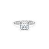Sculpted Crescent Solitaire Engagement Ring with Round Diamond Band