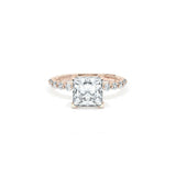 Sculpted Crescent Solitaire Engagement Ring with Round Diamond Band
