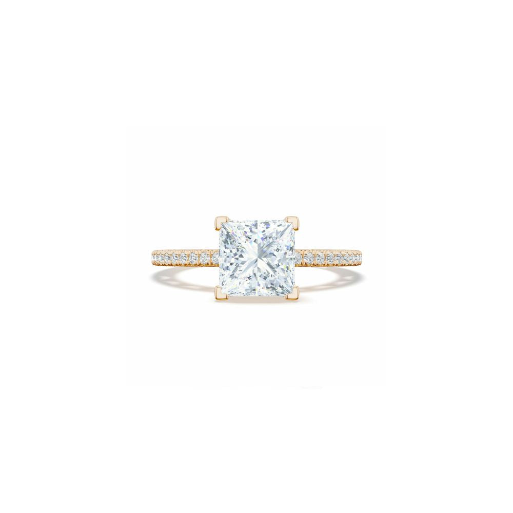 Lunetta Crescent Solitaire Engagement Ring with Pave Diamond Band
