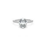 Sculpted Crescent Solitaire Engagement Ring with Round Diamond Band
