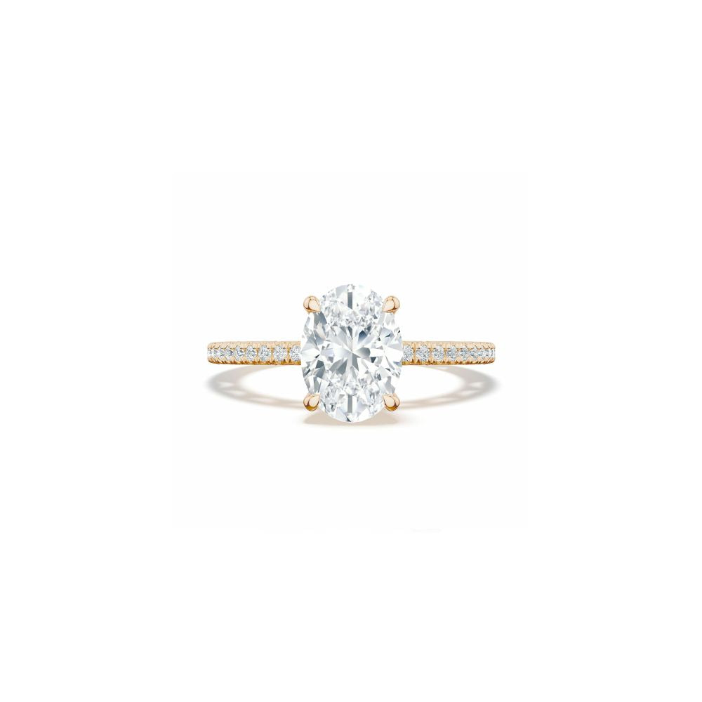 Lunetta Crescent Solitaire Engagement Ring with Pave Diamond Band