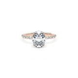 Sculpted Crescent Solitaire Engagement Ring with Round Diamond Band