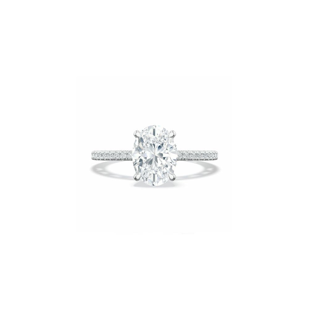 Lunetta Crescent Solitaire Engagement Ring with Pave Diamond Band