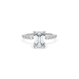 Sculpted Crescent Solitaire Engagement Ring with Round Diamond Band