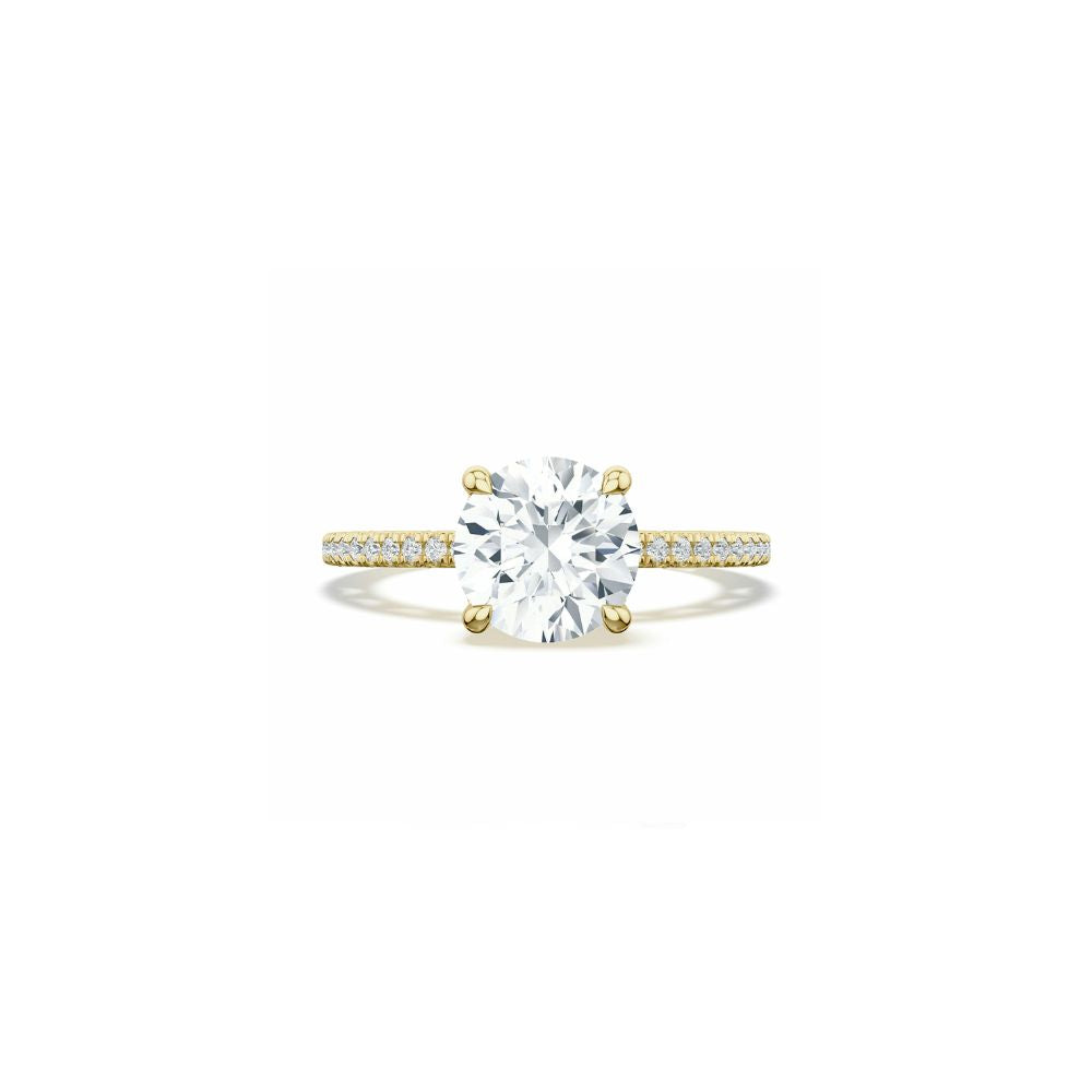 Lunetta Crescent Solitaire Engagement Ring with Pave Diamond Band