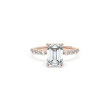 Sculpted Crescent Solitaire Engagement Ring with Round Diamond Band