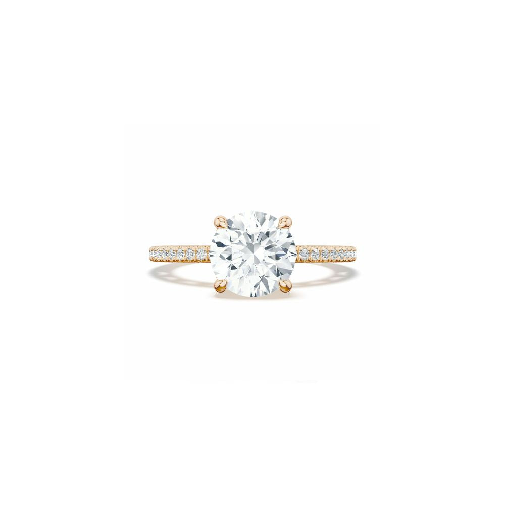 Lunetta Crescent Solitaire Engagement Ring with Pave Diamond Band