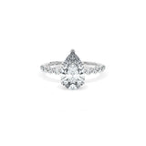 Sculpted Crescent Solitaire Engagement Ring with Round Diamond Band