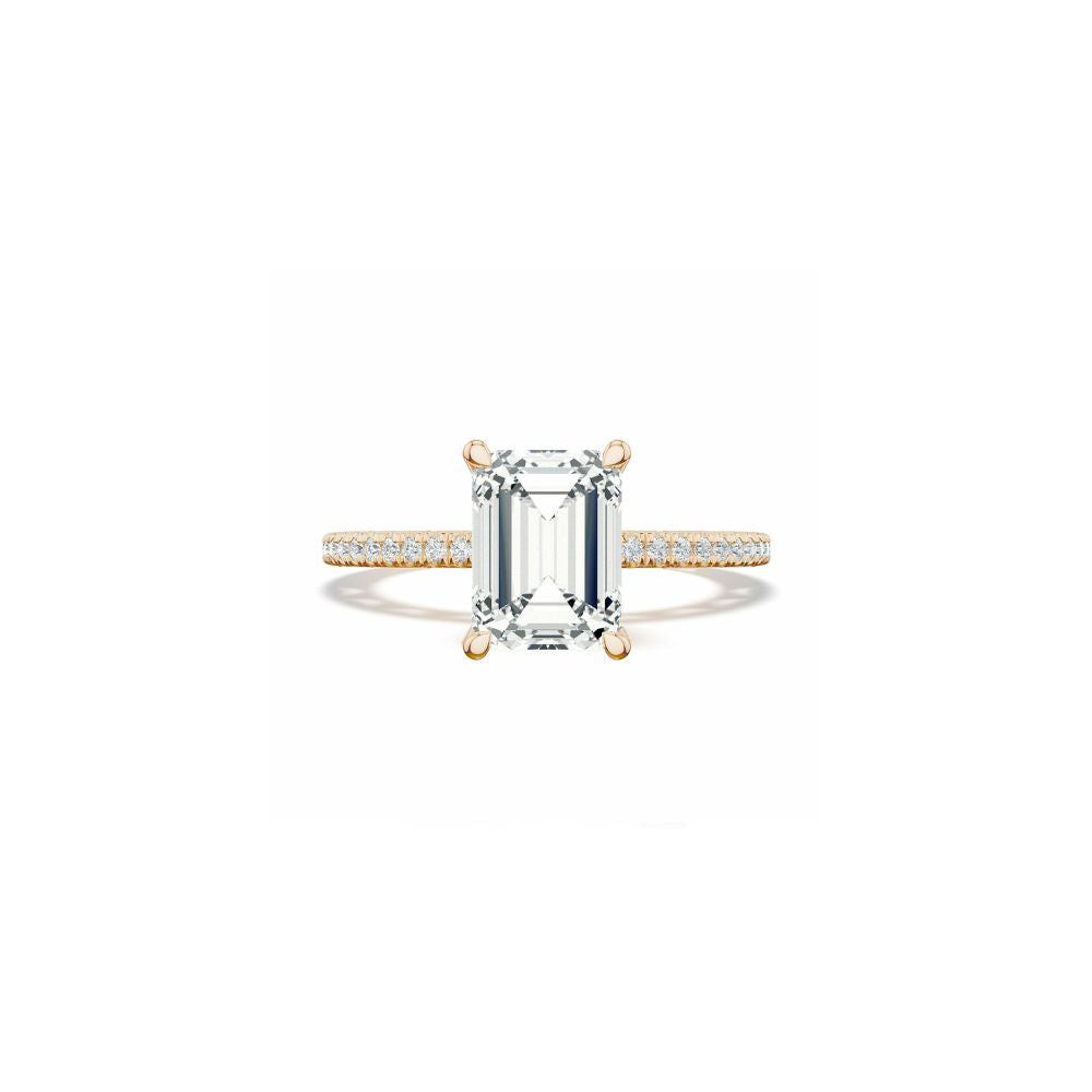 Lunetta Crescent Solitaire Engagement Ring with Pave Diamond Band