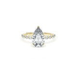 Sculpted Crescent Solitaire Engagement Ring with Round Diamond Band