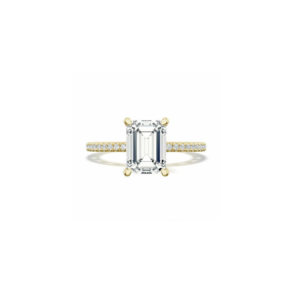 Lunetta Crescent Solitaire Engagement Ring with Pave Diamond Band