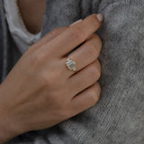 Triple Baguette Diamond Wave Engagement Ring