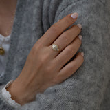 Triple Baguette Diamond Wave Engagement Ring