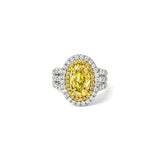 Oval Yellow Diamond Double Halo Ring