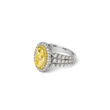 Oval Yellow Diamond Double Halo Ring