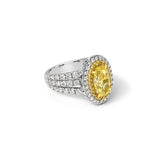 Oval Yellow Diamond Double Halo Ring